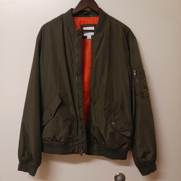Old Navy Other - Olive Bomber Jacket | Size Large | Old Navy | Orange Lining